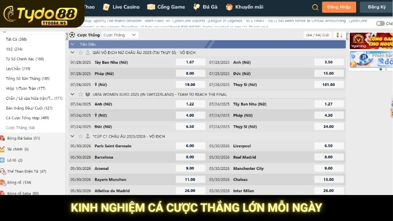 Kinh nghiệm cá cược thắng lớn mỗi ngày