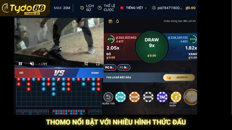 Đá gà Thomo trực tiếp hôm nay | Link xem nét tại Tydo88 4 Thomo nổi bật với nhiều hình thức đấu