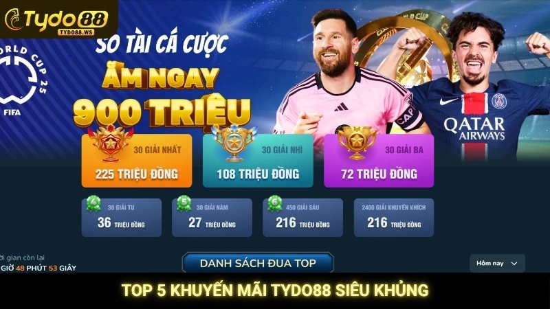 Khuyến mãi Tydo88 - Top ưu đãi khủng cập nhật mới nhất 1 Top 5 khuyến mãi Tydo88 siêu khủng
