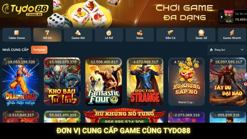 Đơn vị cung cấp game cùng Tydo88