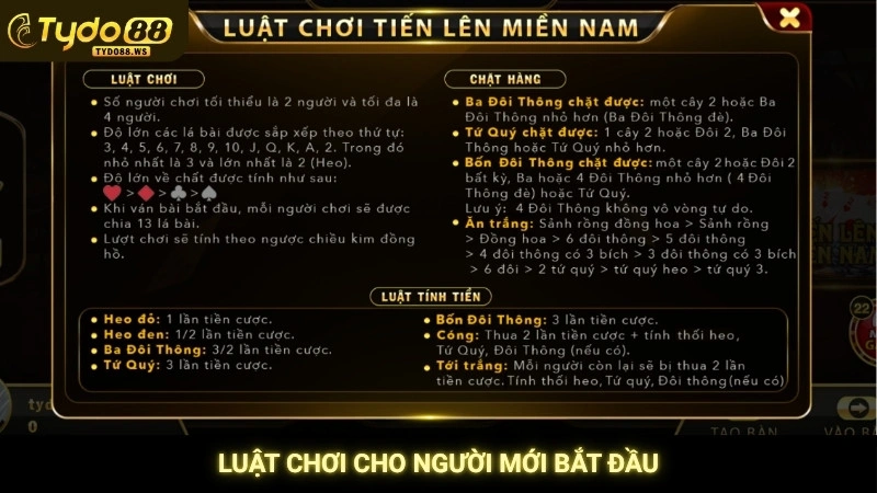 Tiến lên miền Nam - Chơi game bài & đổi thưởng uy tín 3 Luật chơi cho người mới bắt đầu