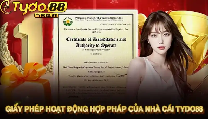 Giấy phép hoạt động hợp pháp của nhà cái Tydo88